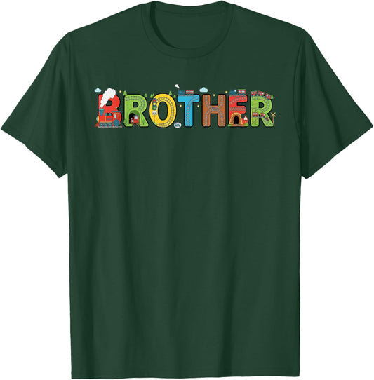 Funny Brother Birthday Boy Choo Choo Train Kids Family Party T-Shirt - T-Shirt | Forest