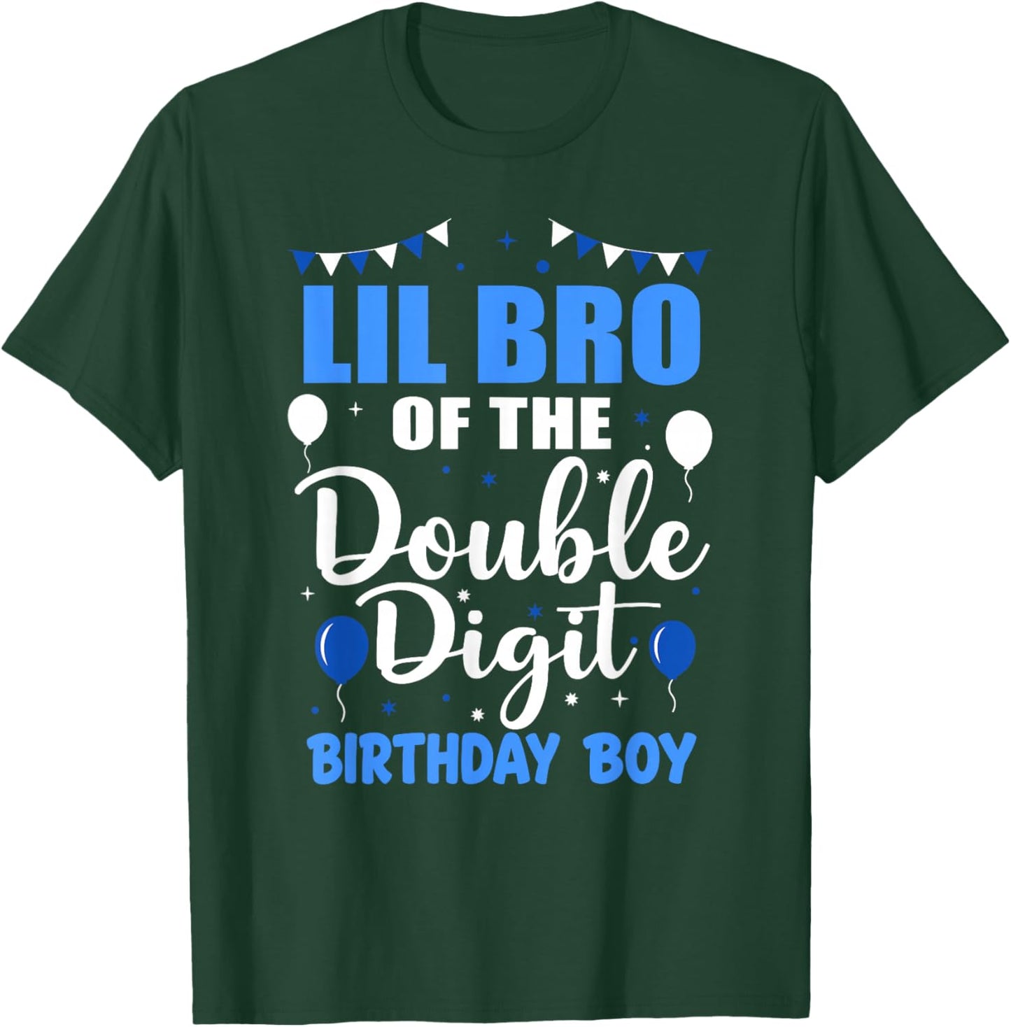 Lil Bro of The Double Digit Birthday Boy 10 Year Old 10th T-Shirt - T-Shirt | Forest