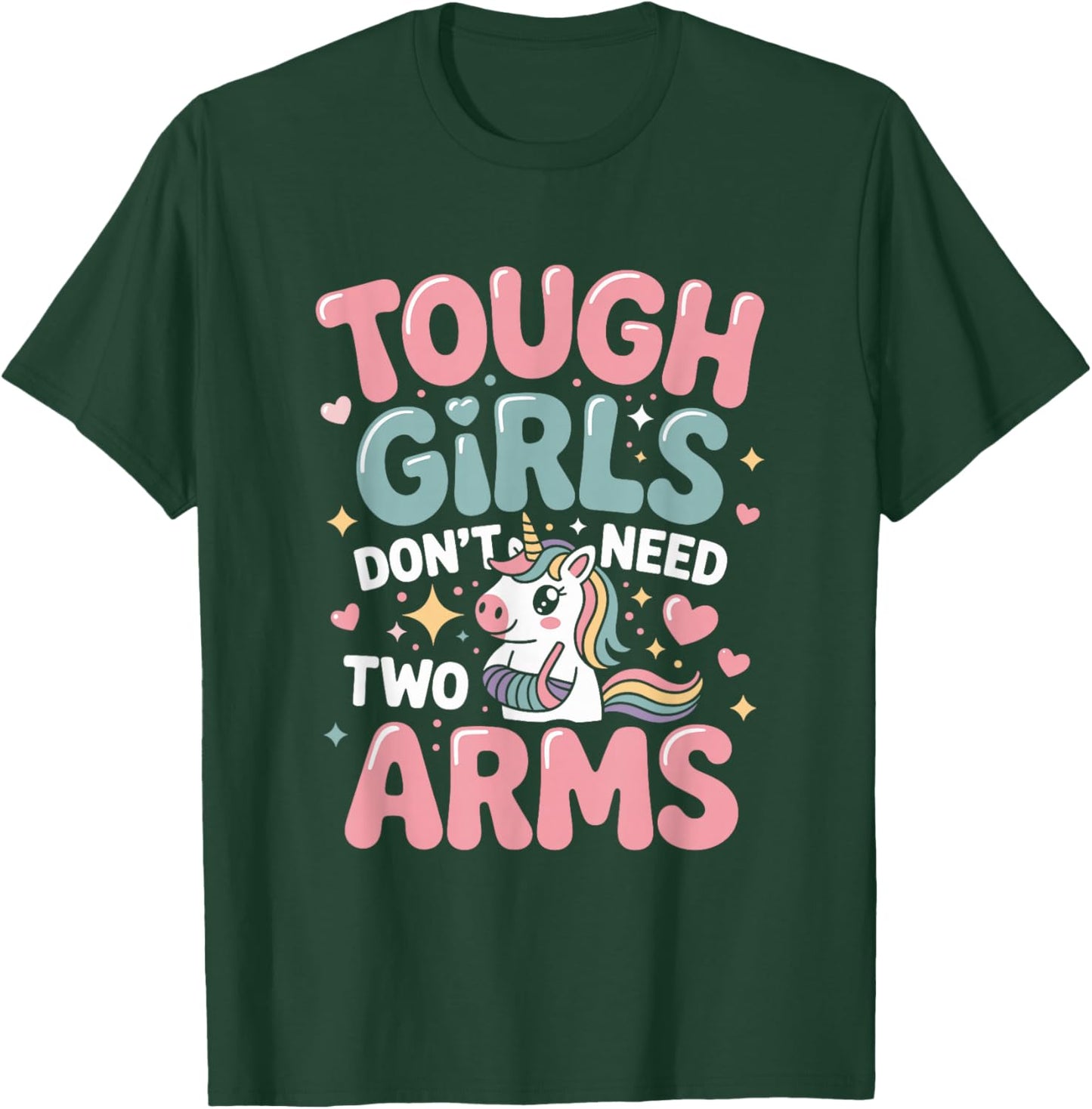 Tough Girls Dont Need Two Arms Unicorn Hero T-Shirt - T-Shirt | Forest