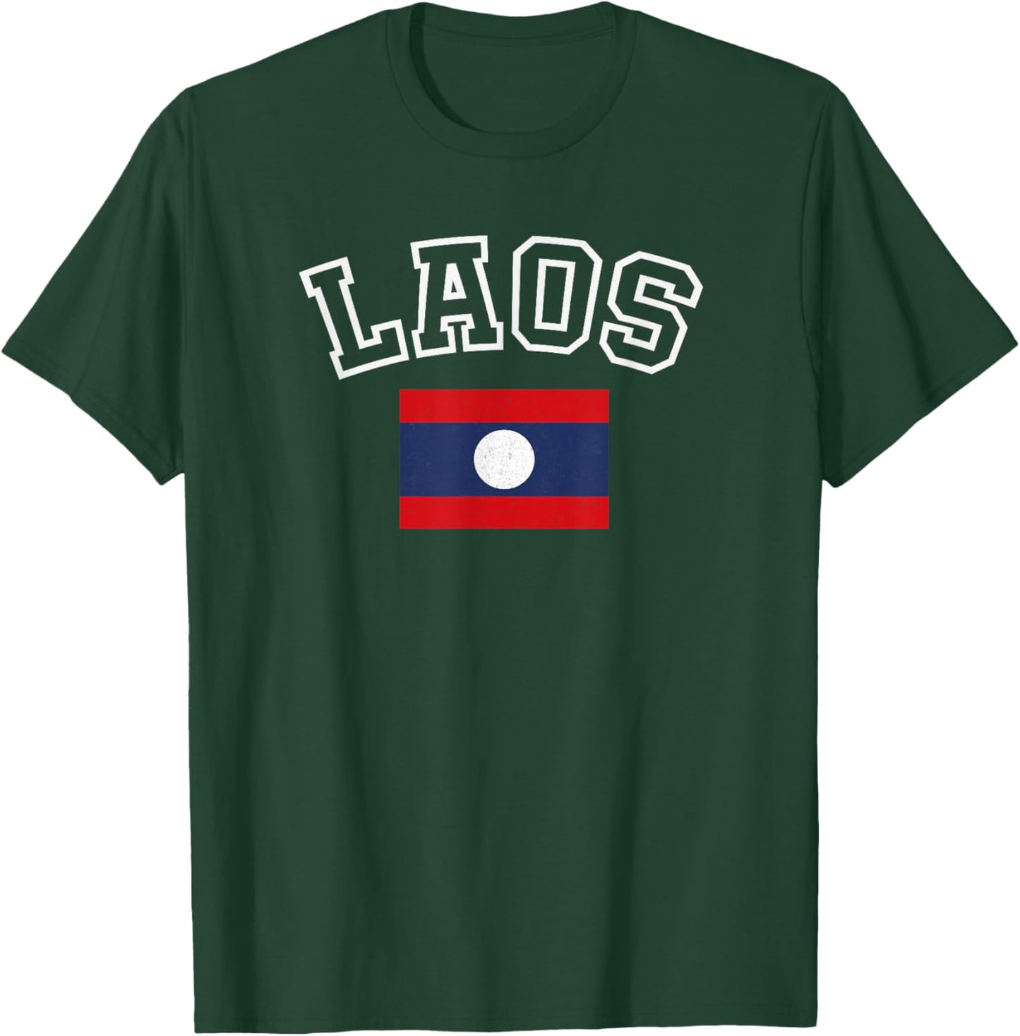 Laos Flag Vintage Distressed Retro Heritage Design T-Shirt - T-Shirt | Forest
