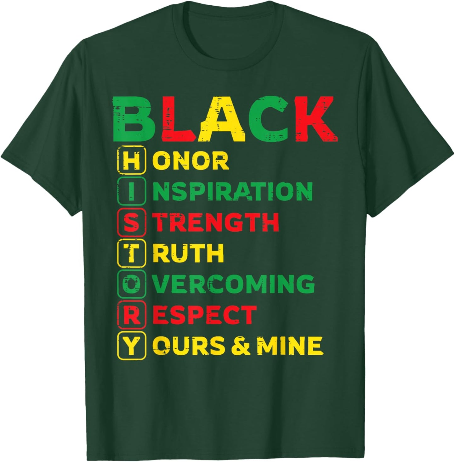 Black History Honor Inspiration Strength Men Women Kids T-Shirt - T-Shirt | Forest