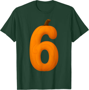6 Number Six Seven Fall Pumpkin Halloween Funny Matching T-Shirt - T-Shirt | Forest