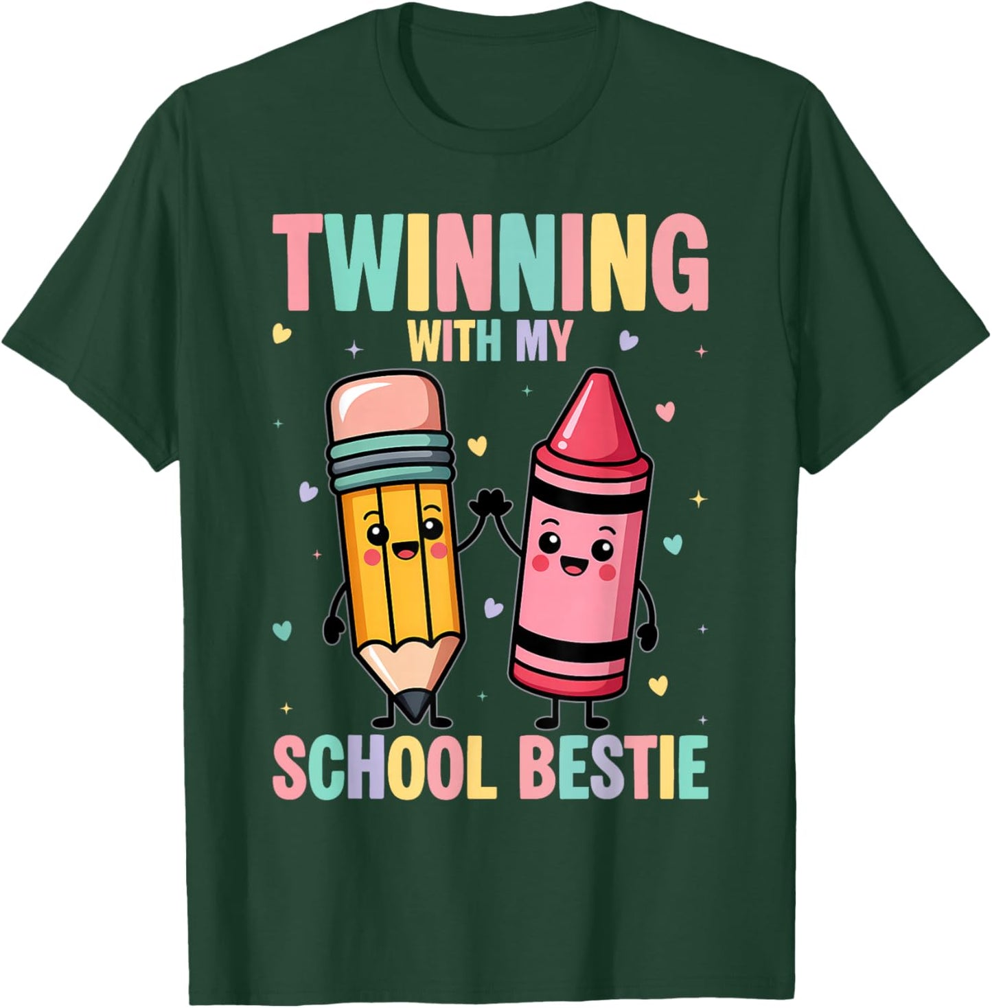 Twinning with My School Bestie Cute Matching Friend Twin Day T-Shirt - T-Shirt | Forest