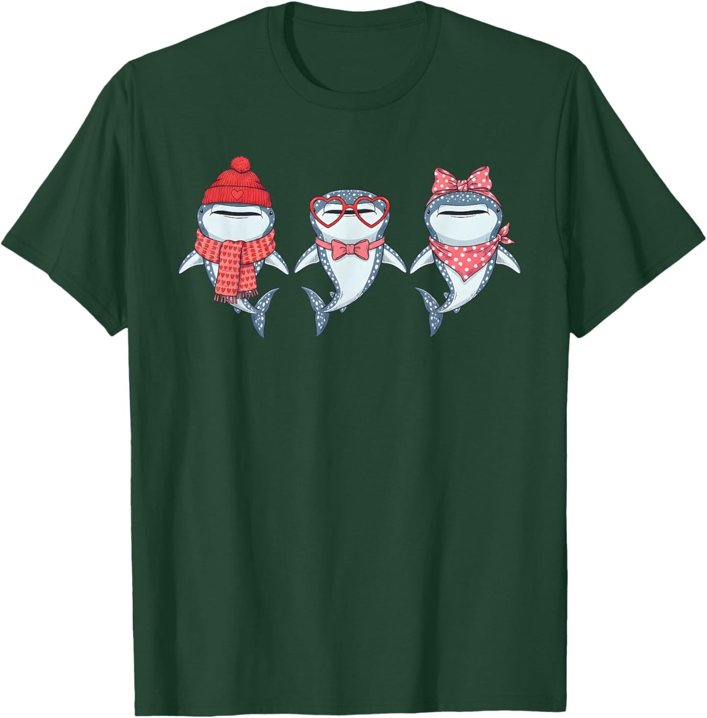 Retro Whale Shark Cute Valentine T-Shirt - T-Shirt | Forest