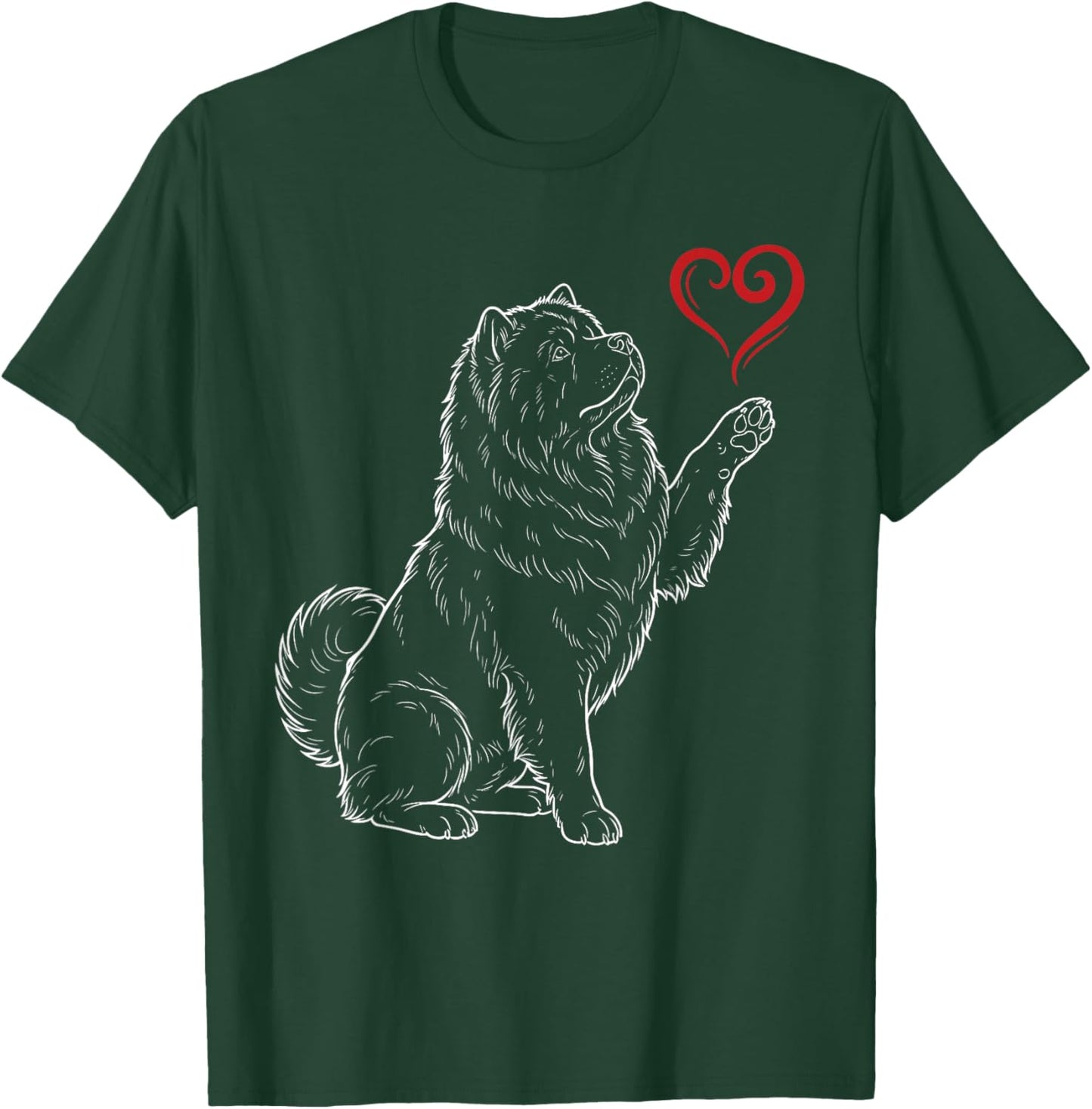 Chow Chow Lover Dog Art Holding Heart Valentines T-Shirt - T-Shirt | Forest
