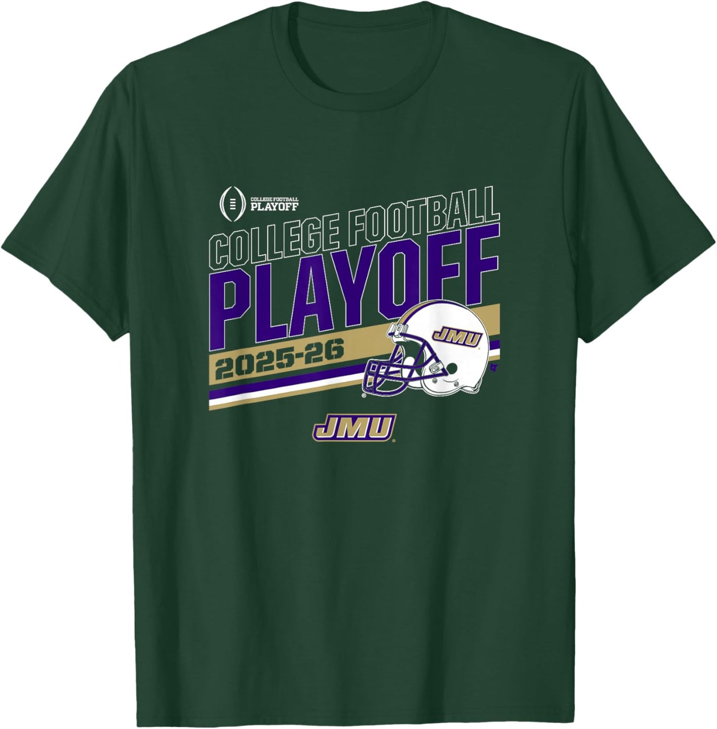 James Madison Dukes College Football Playoff Stripe 2025 T-Shirt - T-Shirt | Forest