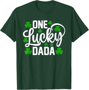 One Lucky Dada Funny St Patrick's Day Shamrocks T-Shirt - T-Shirt | Forest