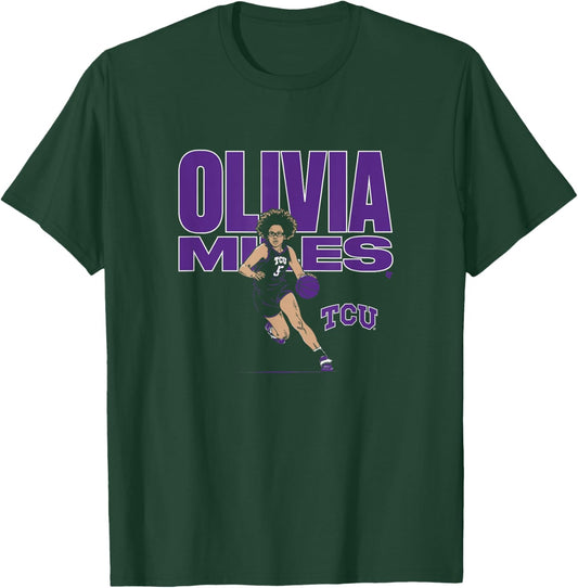 Olivia Miles - Name Pose - TCU Women's Basketball T-Shirt - T-Shirt | Forest