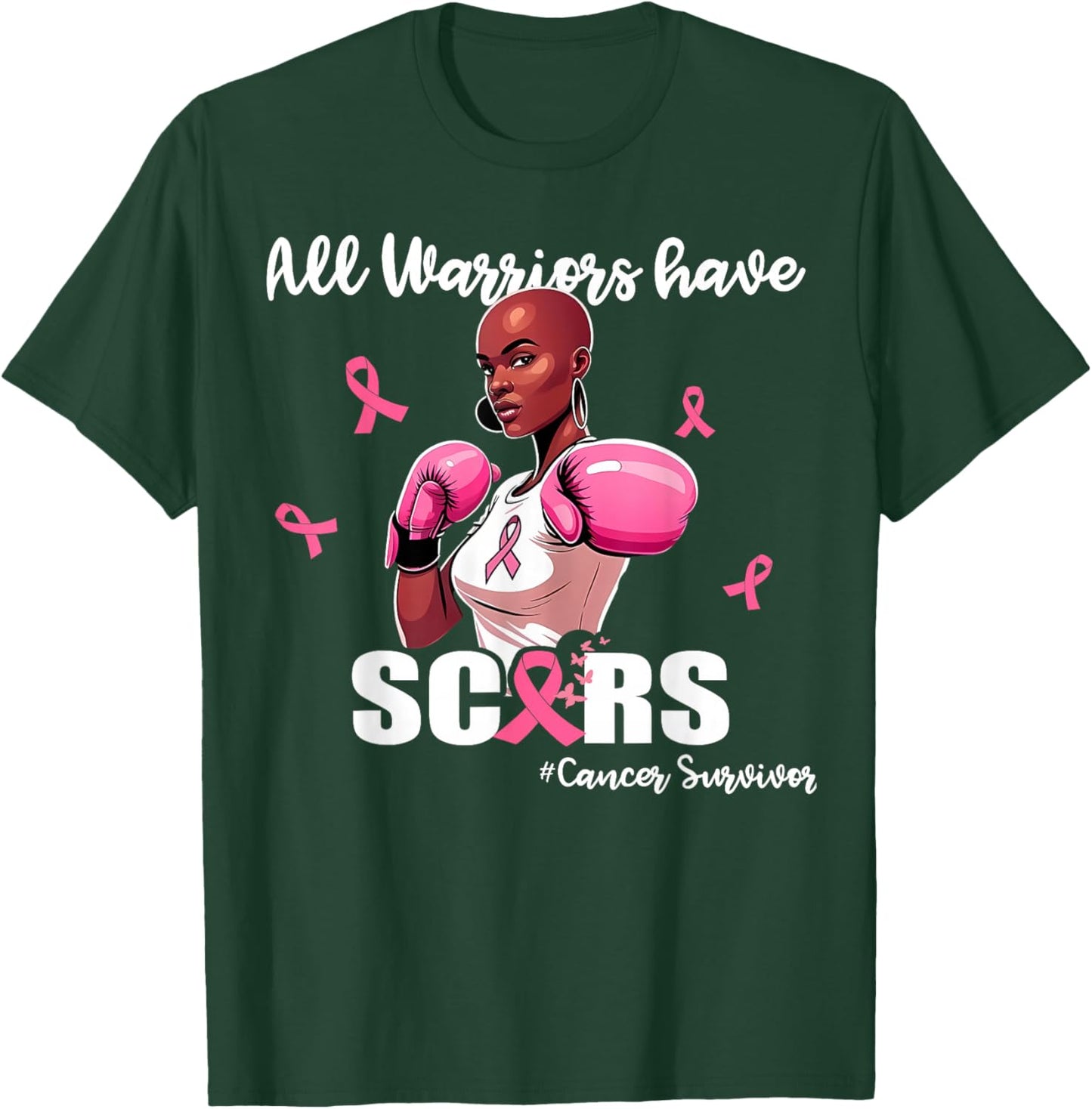 Women Black African American Fight Breast Cancer Pink Ribbon T-Shirt - T-Shirt | Forest