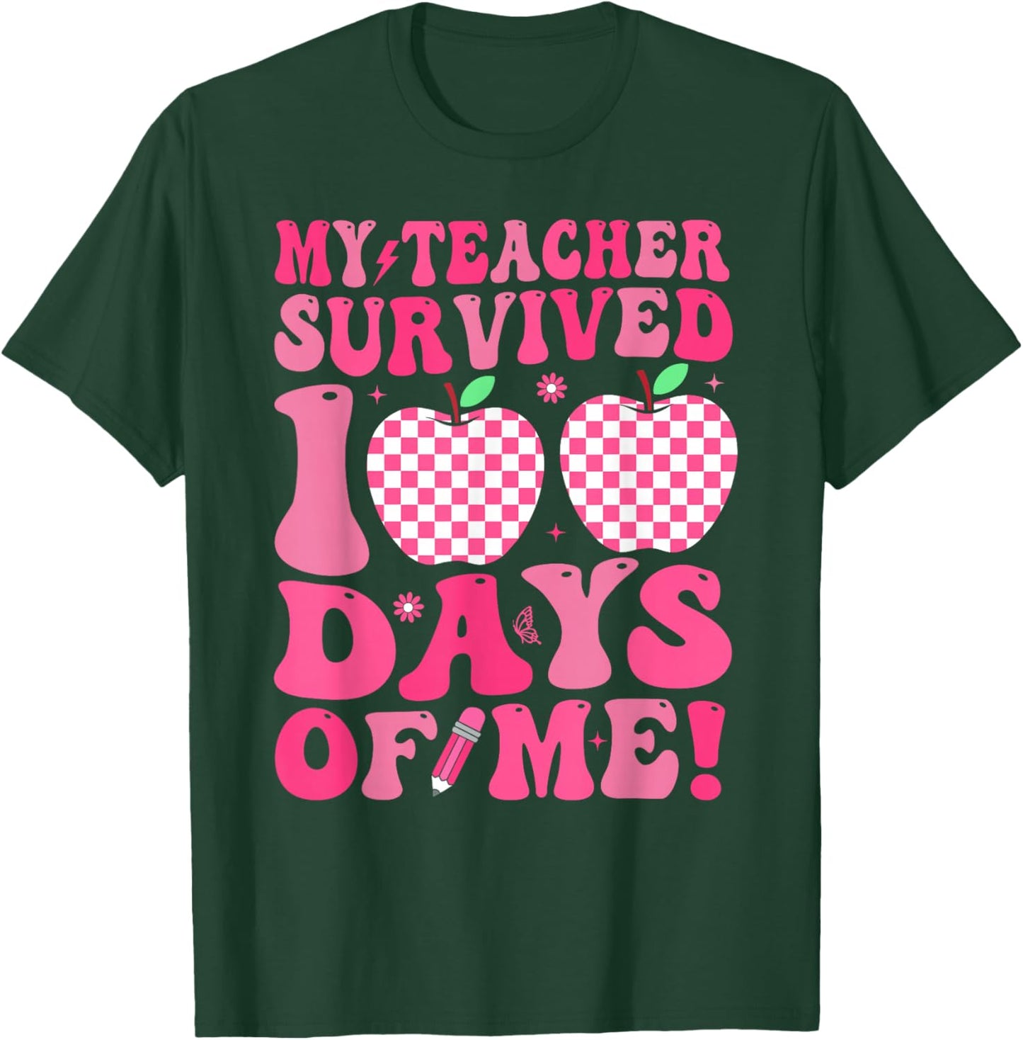 My Teacher Survived 100 Days Boys Kids 100th Day of School T-Shirt - T-Shirt | Forest
