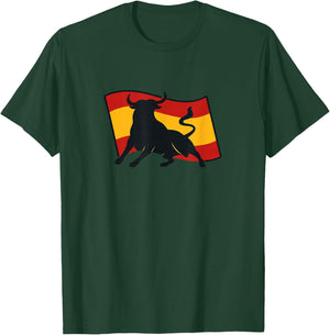 Spanish Bull with Spain Flag T-Shirt - T-Shirt | Forest