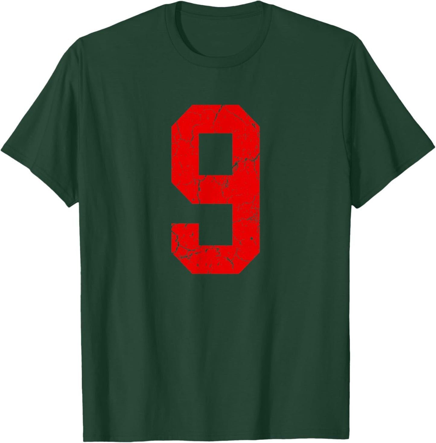 Distressed Red Number 9 Jersey Player Uniform #9 T-Shirt - T-Shirt | Forest