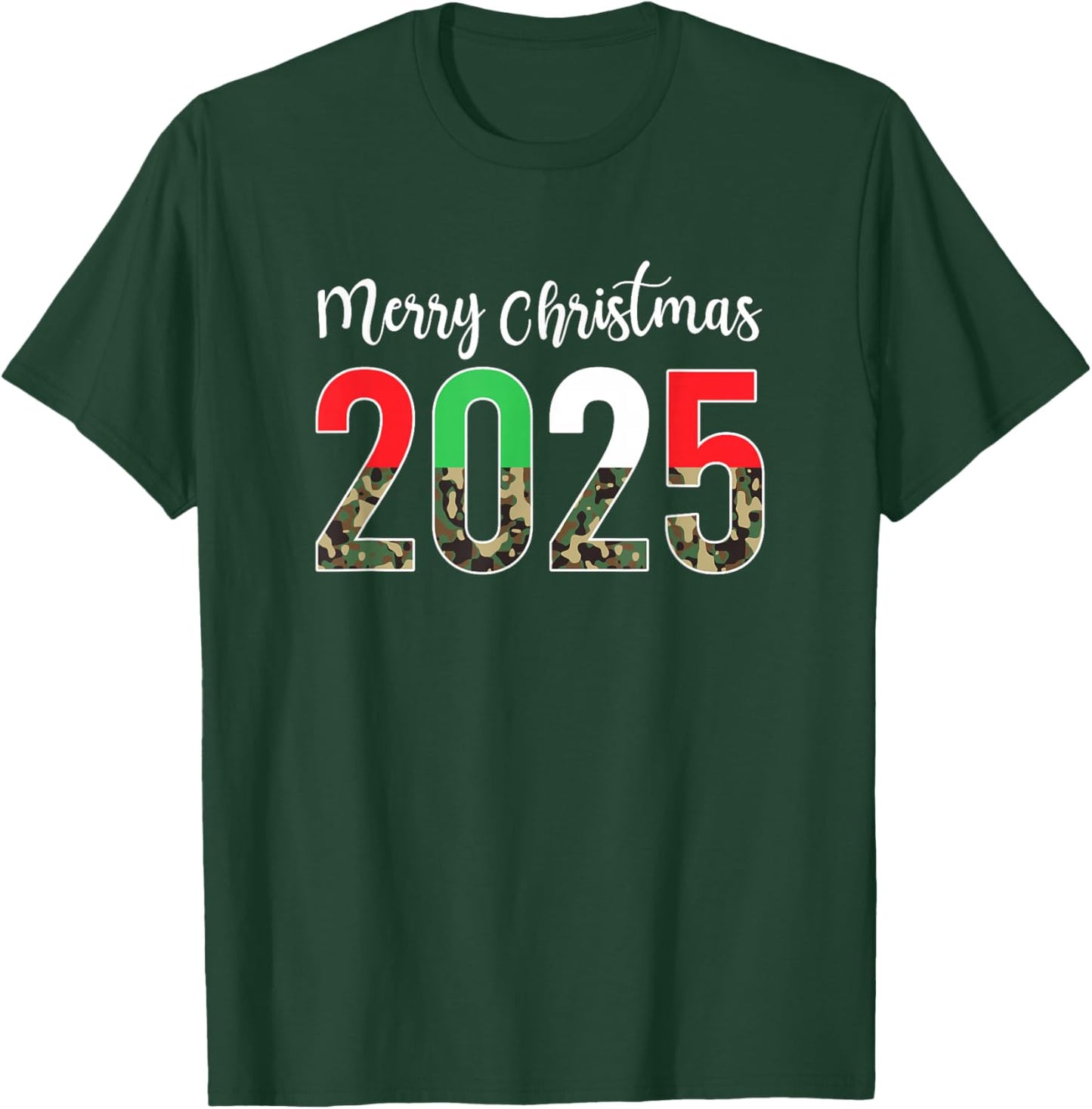 Merry Christmas 2025 Camouflage Camo Xmas Women Kids T-Shirt - T-Shirt | Forest