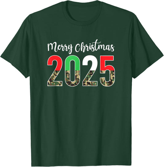 Merry Christmas 2025 Camouflage Camo Xmas Women Kids T-Shirt - T-Shirt | Forest