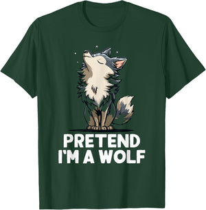 Easy Pretend I'm A Wolf Costume Halloween Funny Boys Kids T-Shirt - T-Shirt | Forest