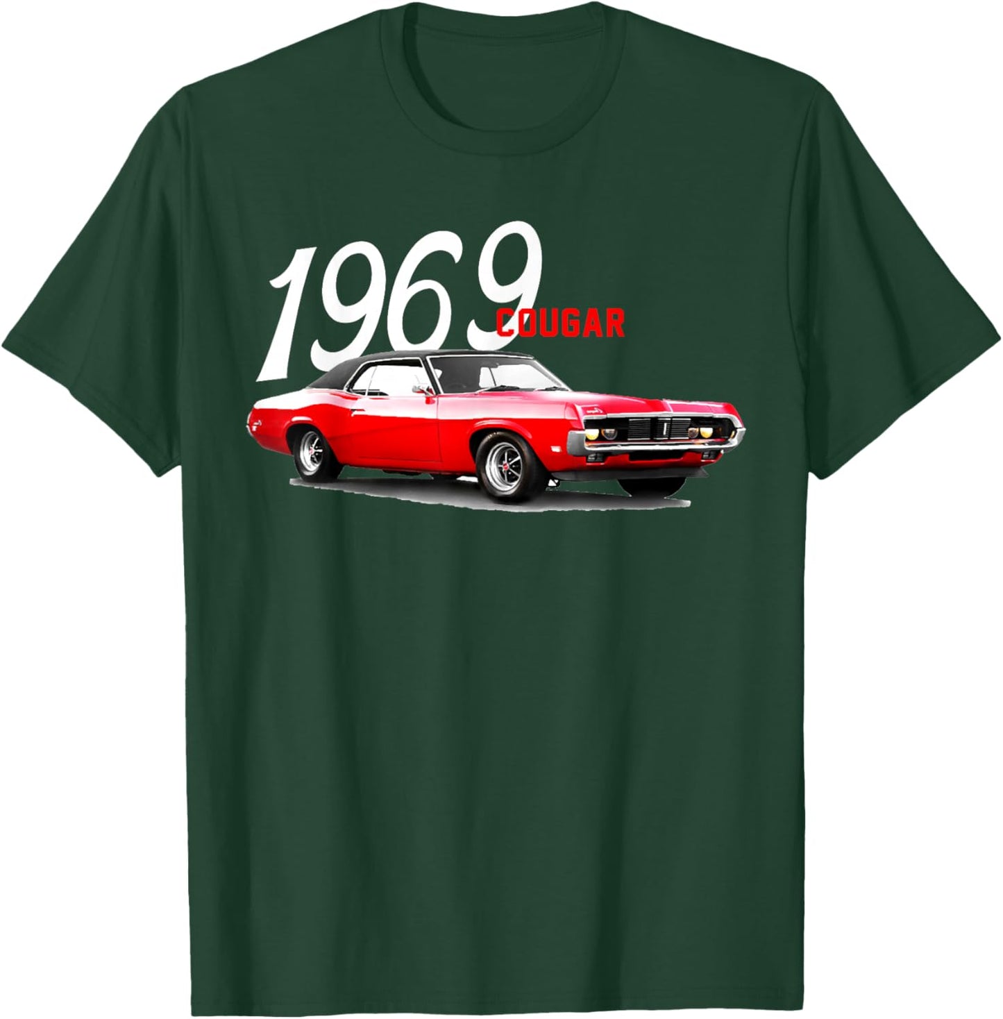 1969 69 Mercury Cougar Red Classic Vintage Old Car USA Flag T-Shirt - T-Shirt | Forest