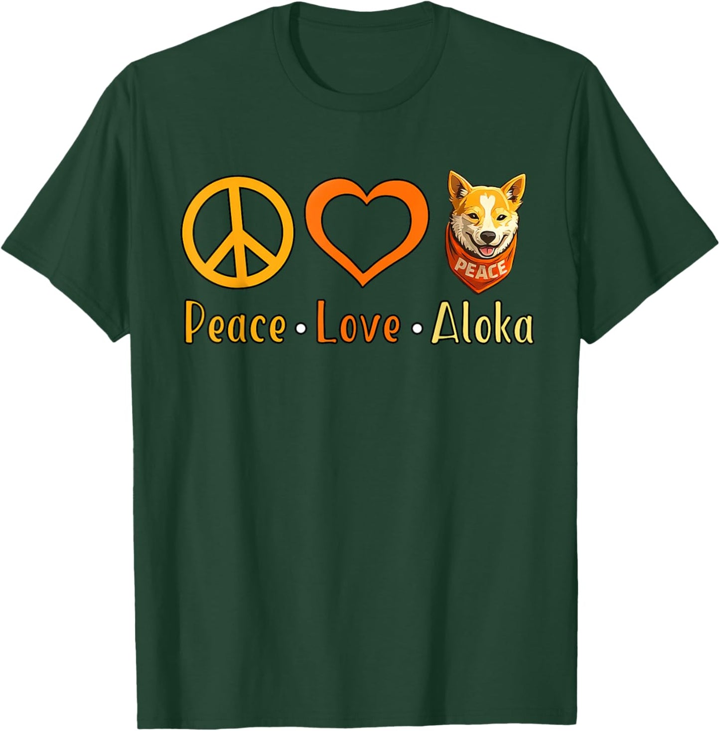 Peace Love Aloka The Peace Dog Women Kids T-Shirt - T-Shirt | Forest