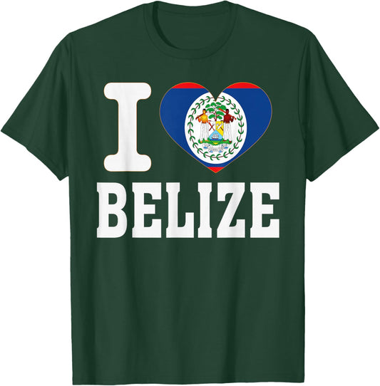 I Love Belize Heart Souvenir Lovers Pride Travel T-Shirt - T-Shirt | Forest
