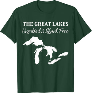 The Great Lakes Unsalted & Shark Free Michigan Superior Map T-Shirt - T-Shirt | Forest