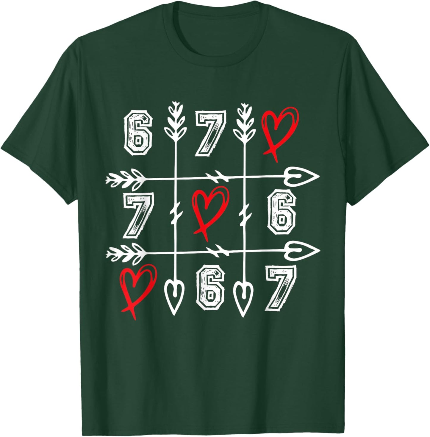 Six Seven 67 Meme 6 7 Valentines Day Heart Men Women Kids T-Shirt - T-Shirt | Forest