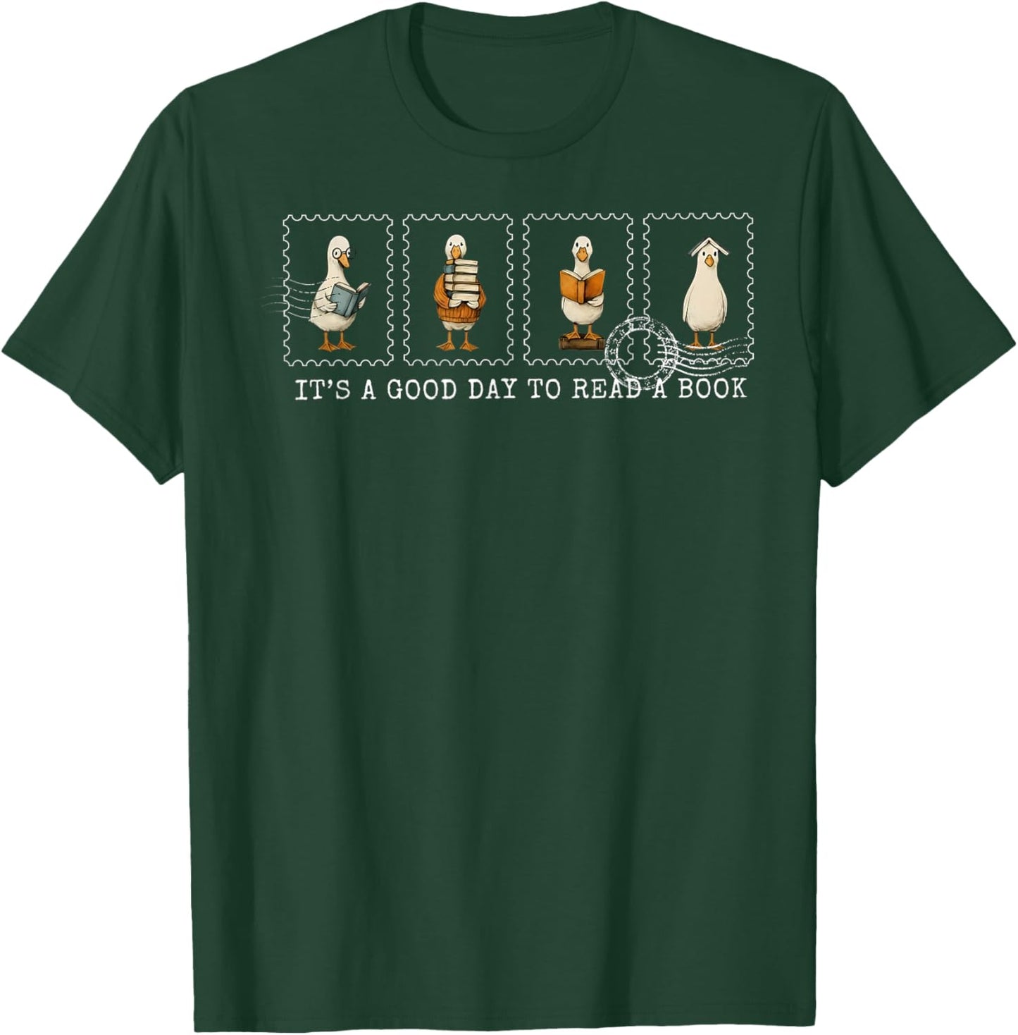 Stamp It's A Good Day to Read A Book Silly Goose Reading T-Shirt - T-Shirt | Forest