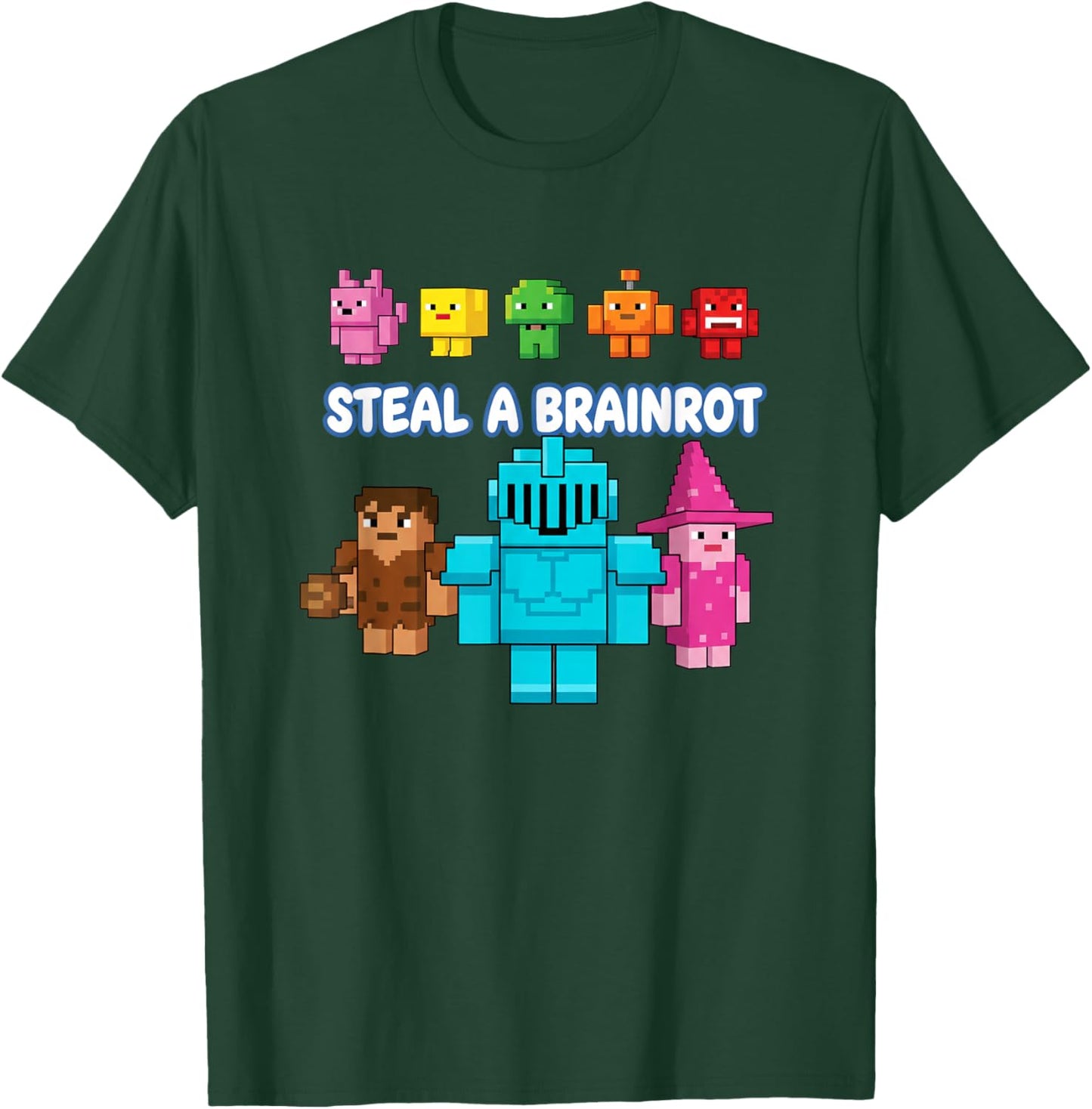Steal A Brainrot Pixel Video Game Characters Kids T-Shirt - T-Shirt | Forest