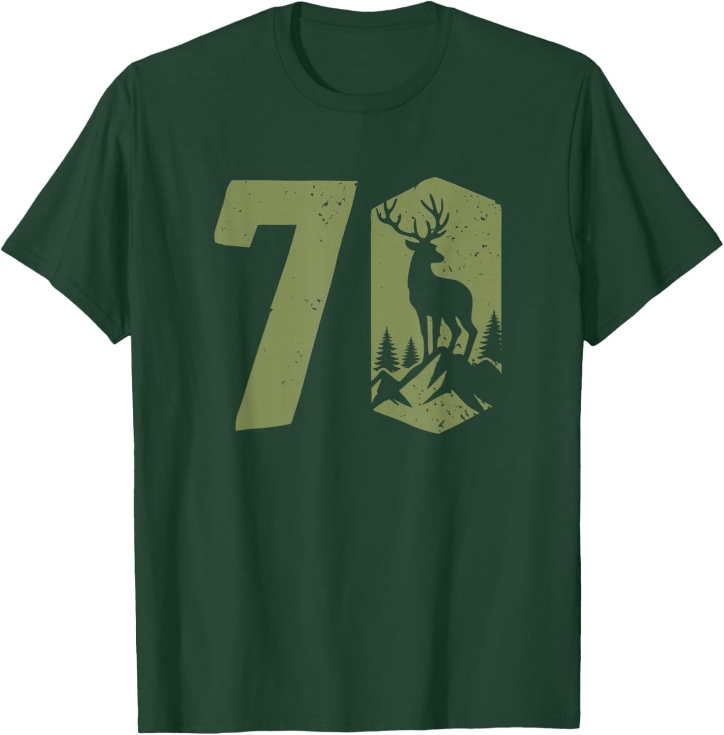 Hunter 70th Birthday Hunt Anniversary Deer Hunting T-Shirt - T-Shirt | Forest