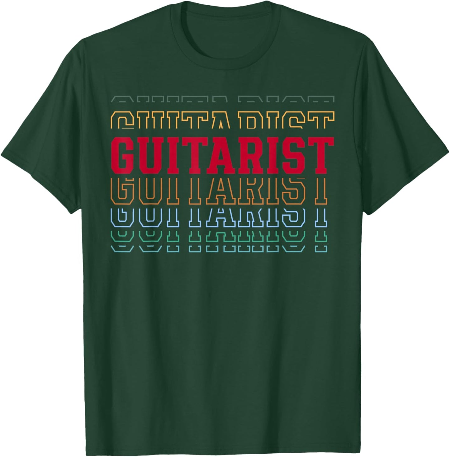 Guitarist Funny Layered Text Guitar Lover Men Women Kids T-Shirt - T-Shirt | Forest