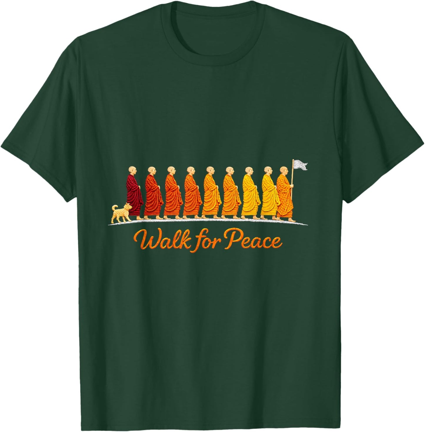 Walking Monks Zen Art Walk for Aloka Peace T-Shirt - T-Shirt | Forest