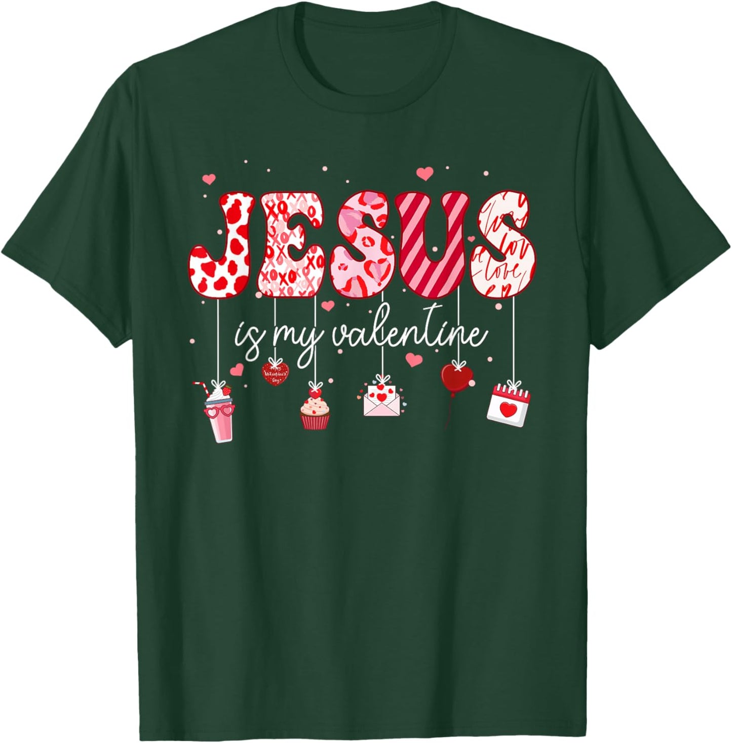 Retro Jesus is My Valentine Religious Bible Christian Women T-Shirt - T-Shirt | Forest