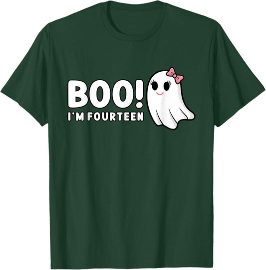 Boo Im Fourteen Cute 14 Year Old Girl Ghost Halloween B Day T-Shirt - T-Shirt | Forest