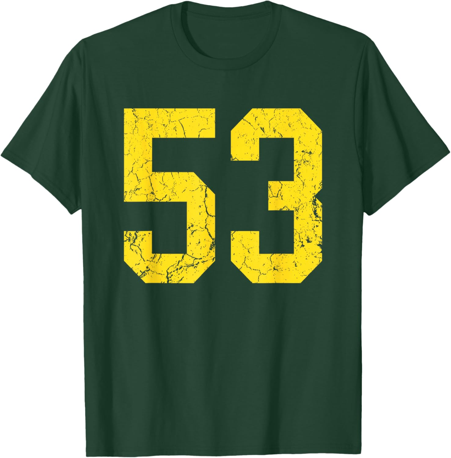 Distressed Bright Gold Number 53 Jersey Player Uniform #53 T-Shirt - T-Shirt | Forest