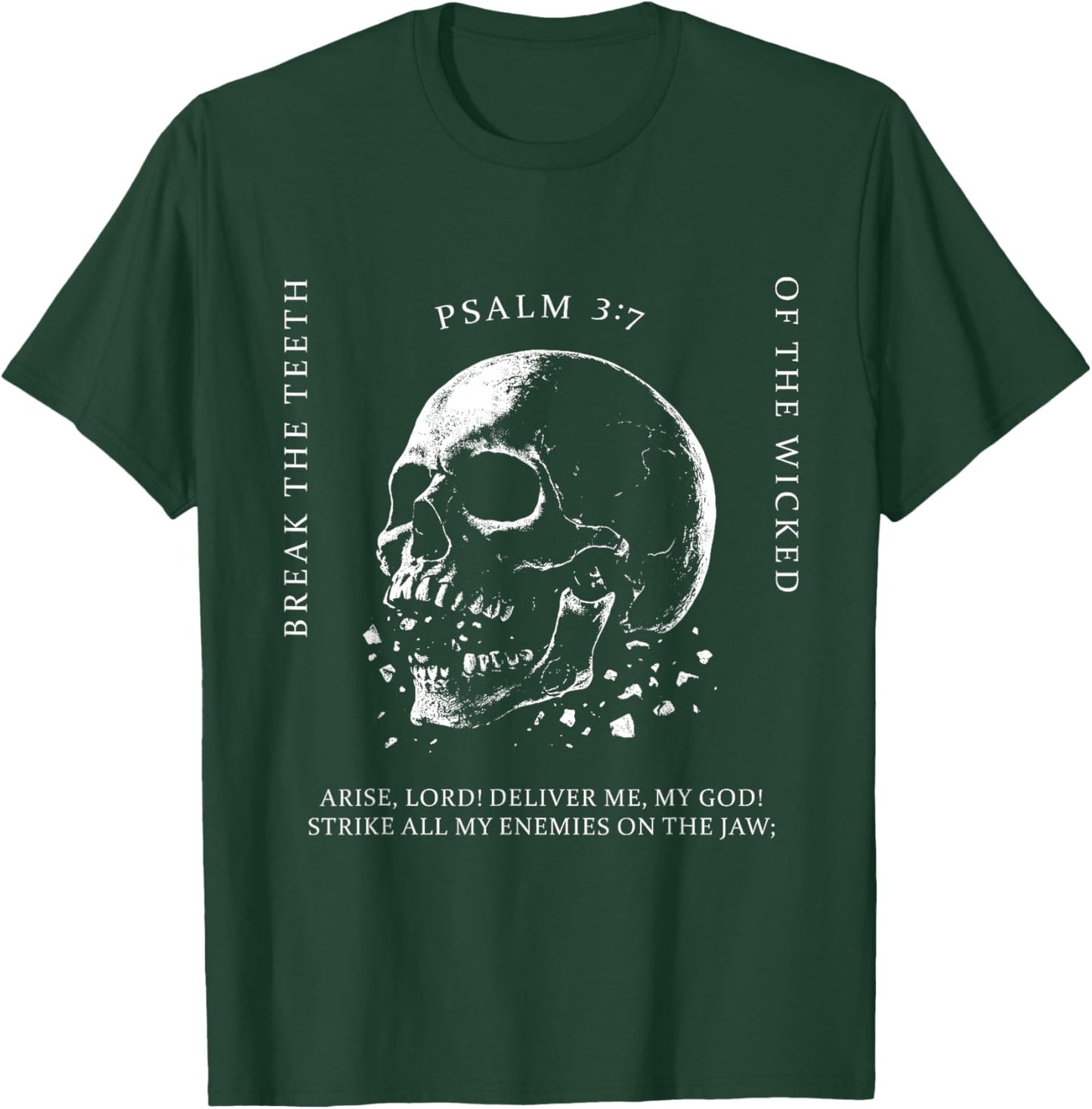 Funny Psalm 3:7 Vintage Skull Christian Religious Faith Men T-Shirt - T-Shirt | Forest