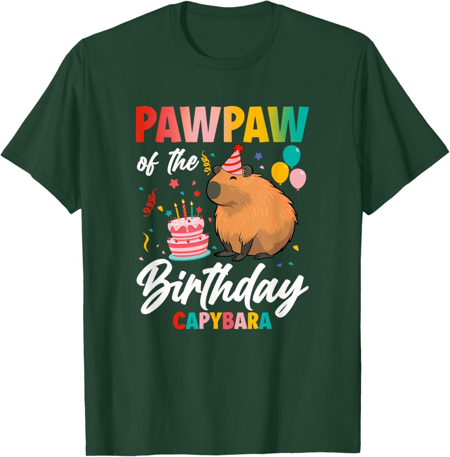 Pawpaw of The Birthday Capybara Girl Bday Party Family T-Shirt - T-Shirt | Forest