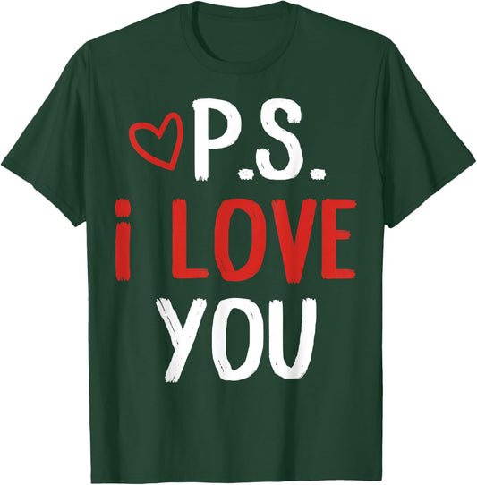 PS I Love You Day Valentine's Day Purple Heart Women Men Kid T-Shirt - T-Shirt | Forest