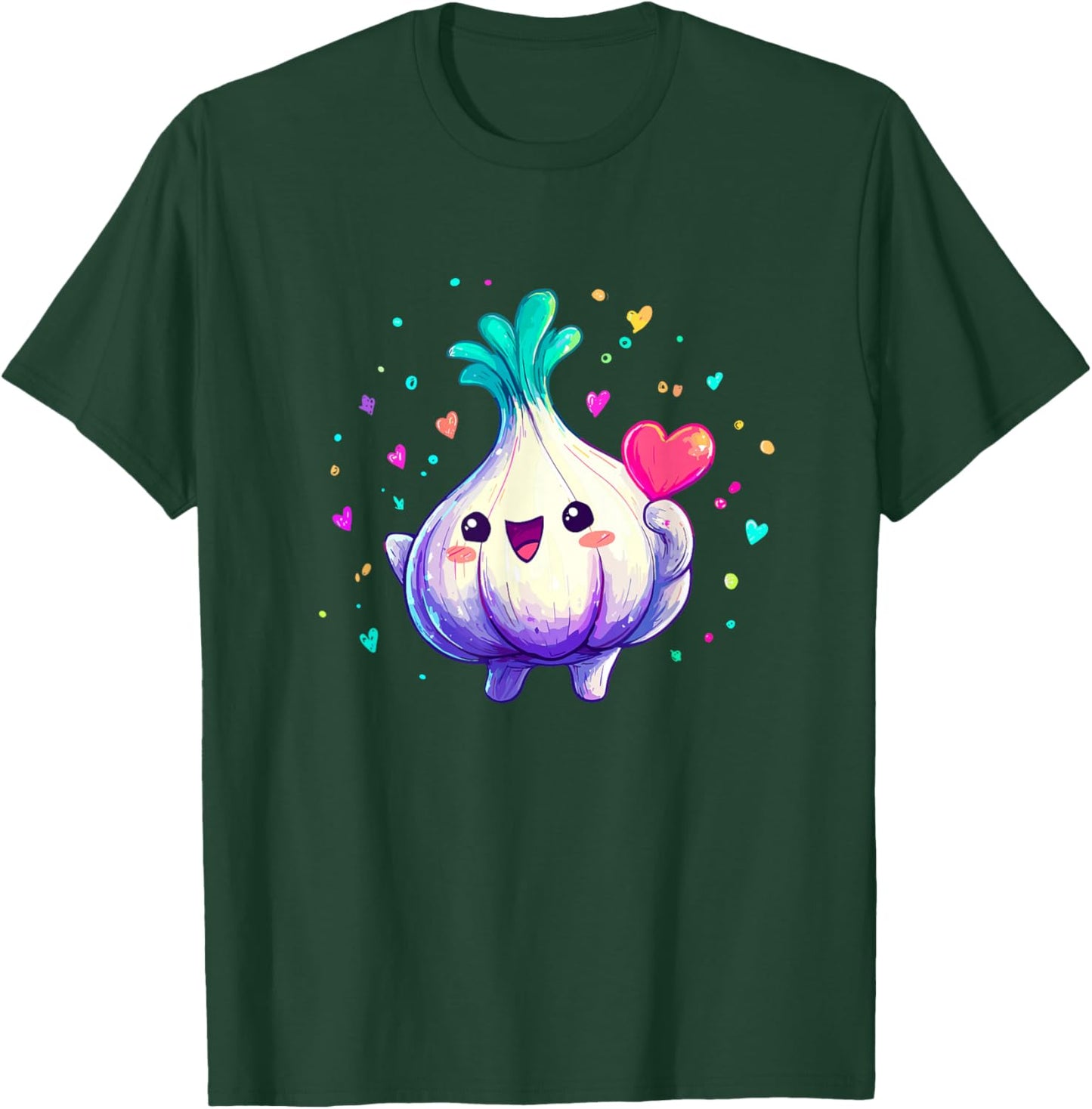 Cute Kawaii Garlic Holding Heart T-Shirt - T-Shirt | Forest