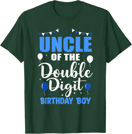 Uncle of The Double Digit Birthday Boy 10 Year Old 10th T-Shirt - T-Shirt | Forest