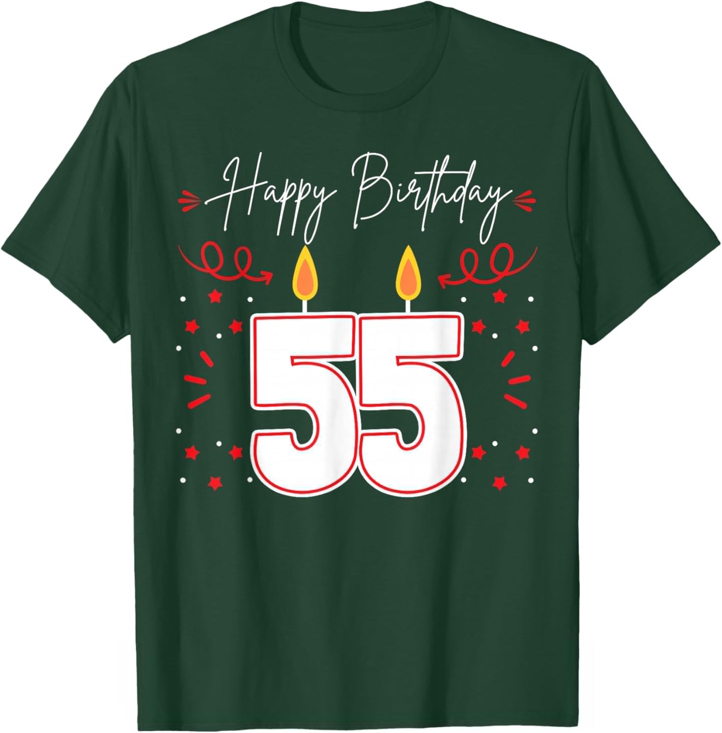 Candle 55 Birthday Party Decoration Wishes Candlelight Cake T-Shirt - T-Shirt | Forest