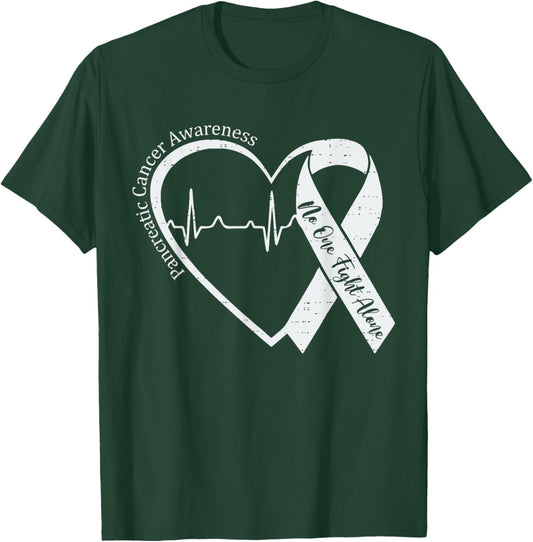 Pancreatic Cancer Awareness Heart Ribbon Purple Adult Kids T-Shirt - T-Shirt | Forest
