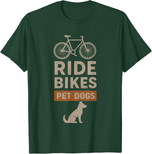 Ride Bikes Pet Dogs Lovers Retro Vintage Cycling Lovers T-Shirt - T-Shirt | Forest
