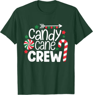 Christmas Candy Cane Crew Shirt Women Girls Boys Kids Xmas T-Shirt - T-Shirt | Forest