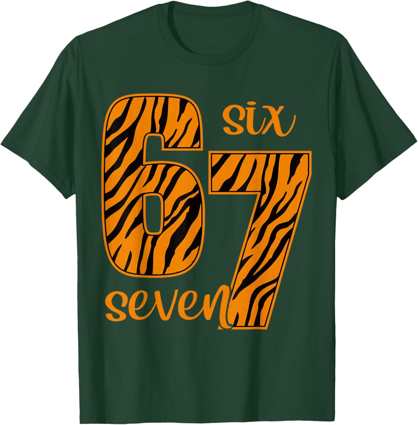 6 7 Funny 67 Meme Six Seven Tiger Print Teens Kids Boys 6-7 T-Shirt - T-Shirt | Forest