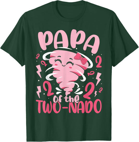 Papa of The Two-nado Tornado Themed 2nd Birthday Party Kids T-Shirt - T-Shirt | Forest
