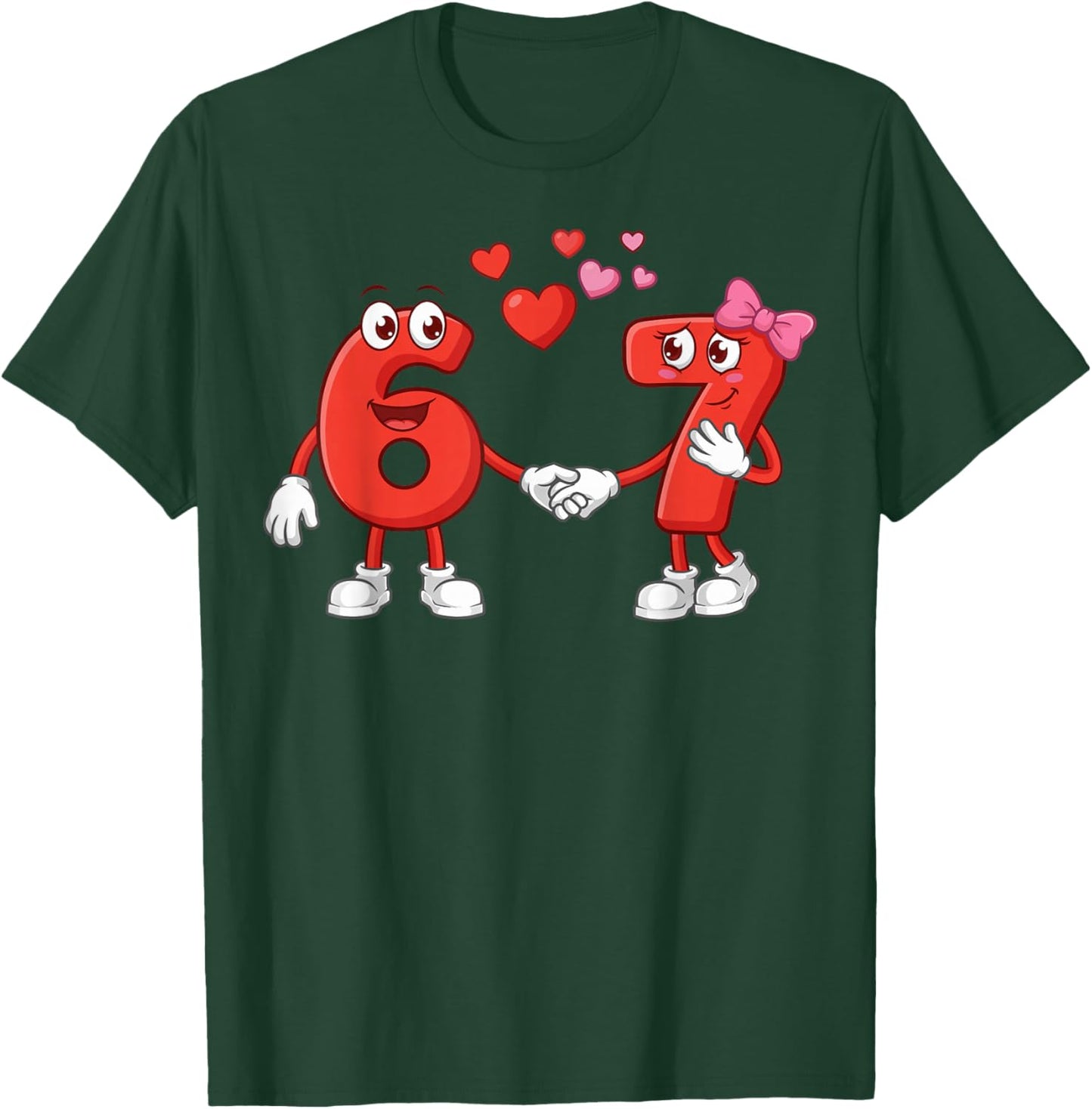 Six Seven Meme 6 7 Hearts Couple Matching 67 Valentines T-Shirt - T-Shirt | Forest