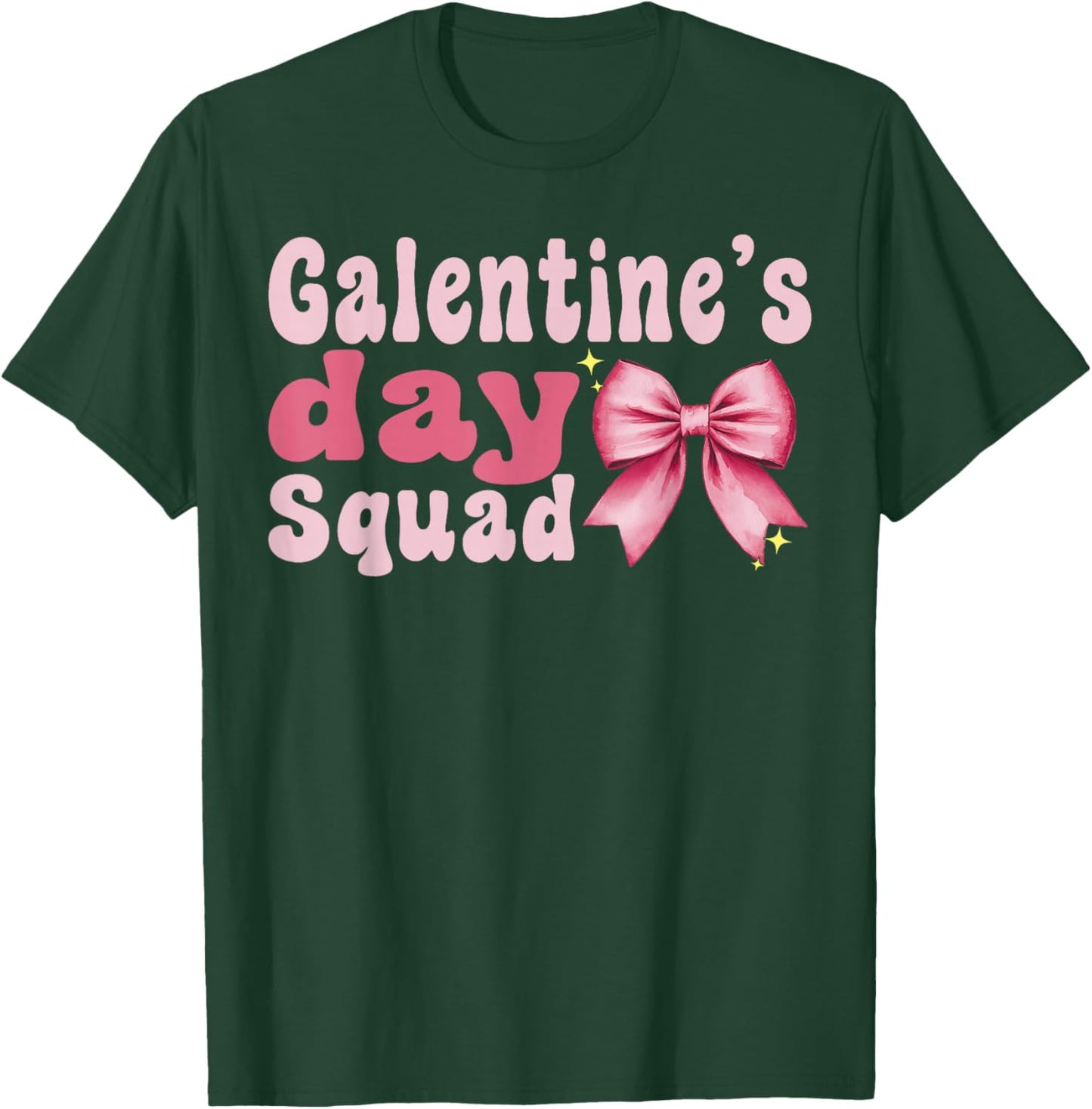 Galentine Day Squad Heart Coquette Bow Valentine's T-Shirt - T-Shirt | Forest