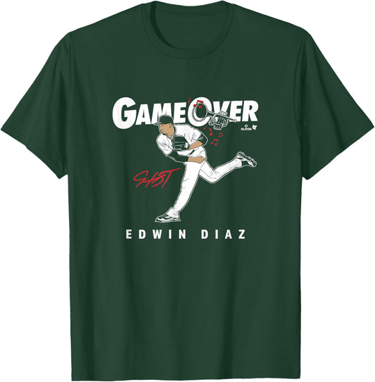 Edwin Diaz - Game Over - Los Angeles Baseball T-Shirt - T-Shirt | Forest