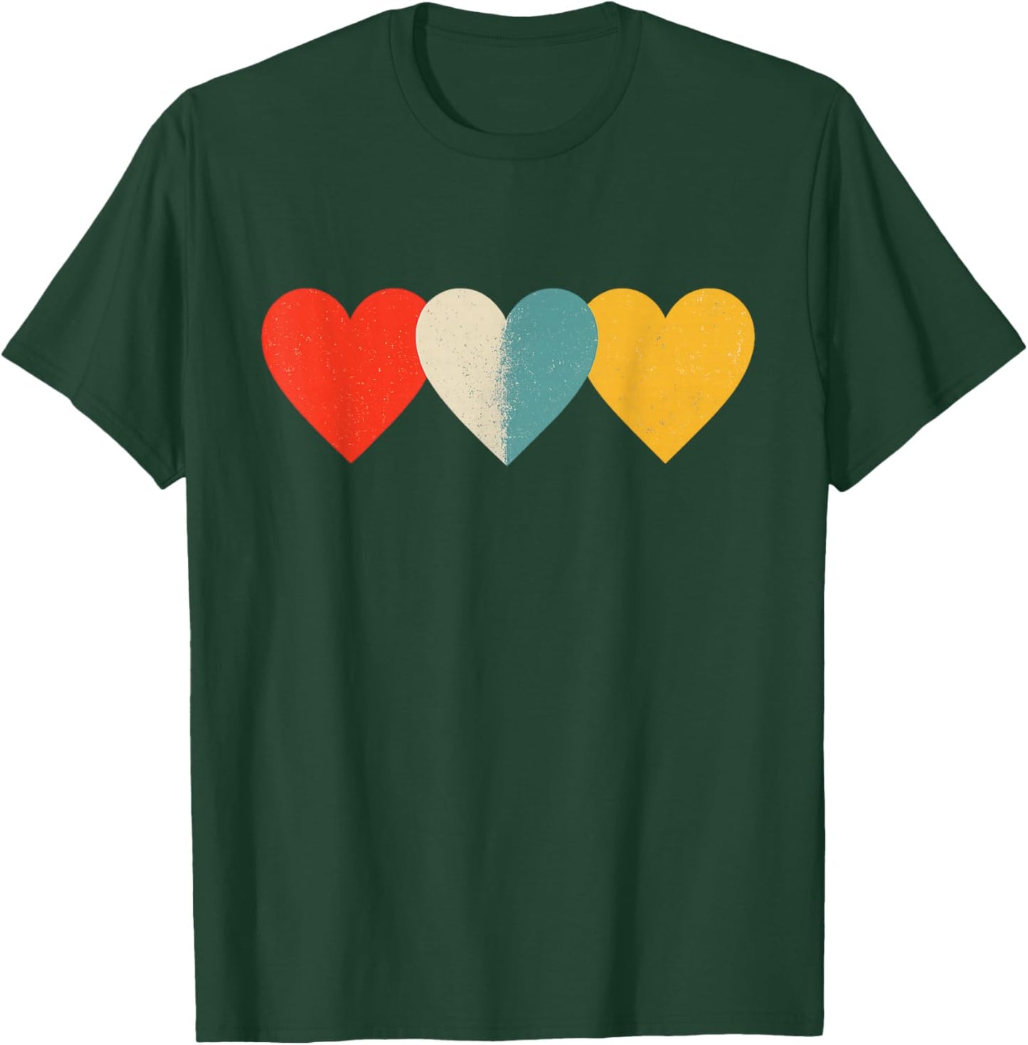 Vintage Hearts Cool Retro Valentines Day Men T-Shirt - T-Shirt | Forest
