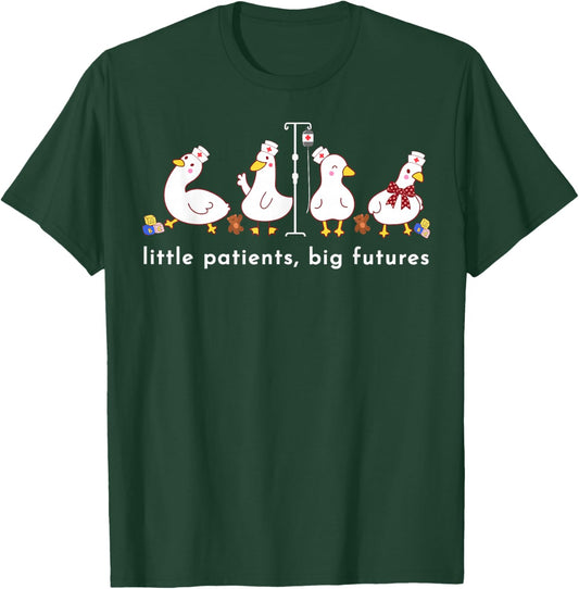 Silly Goose PEDS Nurse Little Patients Big Futures Nursing T-Shirt - T-Shirt | Forest