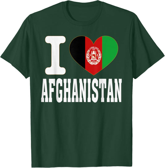 I Love Afghanistan Heart Souvenir Lovers Pride Travel T-Shirt - T-Shirt | Forest