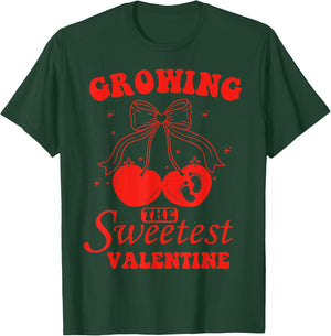Valentine Growing Sweetest Valentines Pregnancy Announcement T-Shirt - T-Shirt | Forest